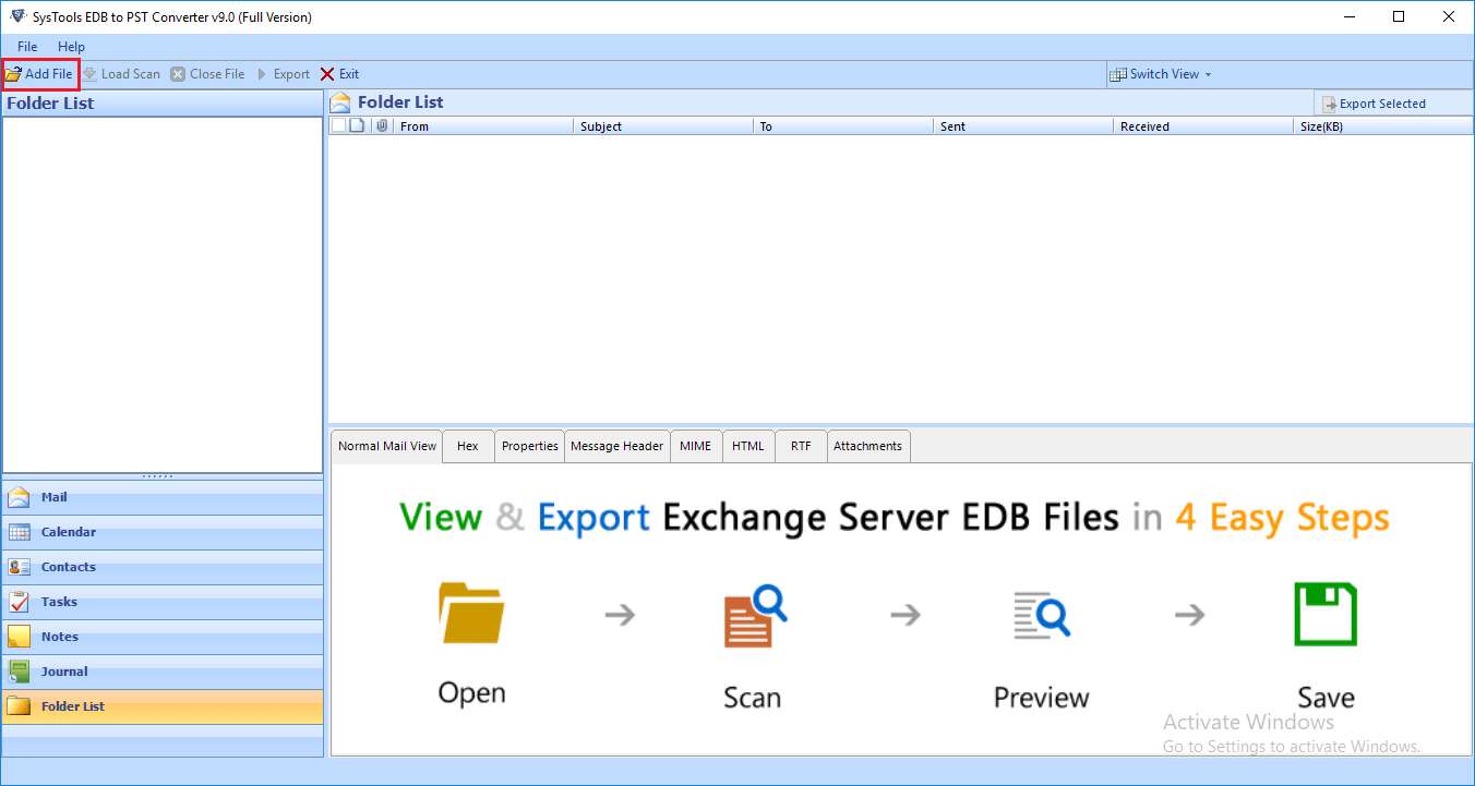 Select Exchange EDB File for Conversion